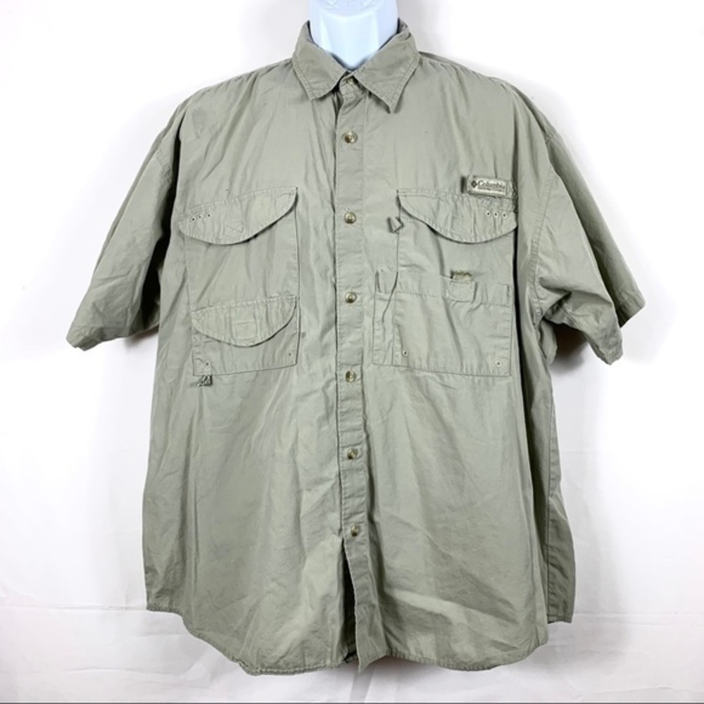 Columbia PFG Men’s Fishing shirt Gray buttons Sz L